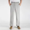 Men's Pants Linen loose cotton elastic band thin work retro wide leg pants mens high waisted Trausers summer pants clothing is innovativeL2404