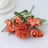 Flores decorativas 1/3pcs Rosas de chá artificial Bouquet Peony elegante e hidrangea simulada Holding Rose Rose