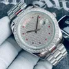 Diamentowe Inkrustowane męskie zegarek 41 mm pokrętło Strap ze stali nierdzewnej Mechaniczne automatyczne ruchy Watche Luksusowe na rękę na rękę na rękę na rękę