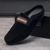 Casual Shoes Summer Mules Suede Leather Half For Men Mens Penny Loafers Slipper Slip On Flats Lazy Driving Man Moccasin