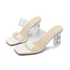 Шикарные на высоких каблуках прозрачные сандалий платформы для женщин для женщин летние сказочные хрустальные каблуки пляжные женские туфли 240228