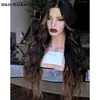 Synthetic Wigs Black wig with Highlights role-playing curly synthetic lace front Ombre brown 13x3 matte Q240427