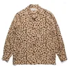 Mäns avslappnade skjortor klassiska fläckiga leopard långärmade skjorta män kvinnor sommar hawaiian stil wacko maria överdimensionerade grå bruna toppar