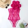 Frauen Badebekleidung 2024 3d Blumendruck ein Stück Badeanzug Set Urlaub Bikini Frauen Strandbekleidung Badeanzug Bodysuit Monokini