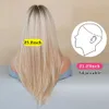 Synthetic Wigs Long blonde wig womens synthetic hair edge Umbrey color dark root layer heat-resistant Q240427