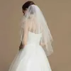 Jóias de cabelo de casamento Novo em tendência 2 camadas noiva véu de casamento curto tule tule tule pêlos de dedão véu com pente e borda cortada