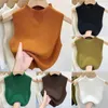 Women's Tanks Spring Autumn Temperament Knitted Sweater Vest Half-turtleneck Camisole Cropped Top Sleeveless Tank For Women