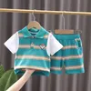 Kleidungsstücke neue Kinder Kleidung Anzug Summer Kinder Jungen große Streifen T -Shirt Shorts 2pcs/Set Kids Infant Mode Kleidung Kleinkind Sportbekleidung