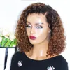 Ombre Curly Short Bob Wig Brazilian Curly Human Hair Wigs 13x1 T ЧАСТЬ ДИНЕ В КУРБИ