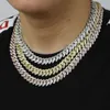 Moissanite Diamond Cuban Link Chain Gold Over Sterling Silver Men Women in White Yellow and Rose Gold Gift Box Halsband Hiphop