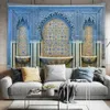 Tapisserier marockansk arkitektonisk tapestry vägg hängande islamisk vintage lyxig geometrisk europeisk bohemisk heminredning tapestry väggmålningsskärm