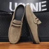 Casual Shoes Summer Mules Suede Leather Half For Men Mens Penny Loafers Slipper Slip On Flats Lazy Driving Man Moccasin