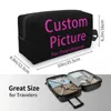 스토리지 가방 여성을위한 개인화 된 커스텀 포 로고 메이크업 백 여행 화장품 주최자 귀여운 맞춤형 DIY 프린트 세면자