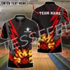 T-shirt maschile Nome personalizzato Strike Bowling Retro 3Dprint Street Abbigliamento estivo Tattoo Harajuku Polo ShirtXW