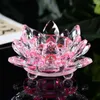 Candle Holders Quartz Crystal Lotus Flower Crafts Glass Paperweight Fengshui Ornaments Figurines Home Wedding Party Decor Gifts Souvenir