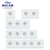 Plugs Welaik EU 16A Europeiska vägguttag Glaspanel Vägg Power Socket 80*80mm 220v White Black Socket 16A Socket Wall Outlet A18EW