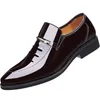 Sıradan ayakkabılar erkek deri lüks iş oxford nefes alabilen patent resmi artı ofis düğün siyah