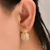 Studörhängen Rhinestone Zircon inlaid ananas Creative Color Fashion Cute Pearl Women's Jewelry