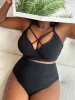 Definir tamanho grande de biquíni Sexy Mulheres de maiô 2023 New V Neck High Size Size Swimwear Summer Big Biquini Set Set Beach Bathing Suiting