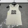 Pearl Neck Vest Women Knitted T Shirt Rhinestone Letter Tanks Top Spring Summer Knits Tees