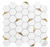 Art3d 10Sheet 3D Wall Stickers Selfadhesive Hexagon Mosaic Peel and Stick Backsplash Tiles for Kitchen Bathroom Wallpapers31X7378046