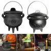 Party Decoration Witch Burning Pot Mini Handheld Portable Cast Iron Cauldron Halloween med lock värmebeständig rökelse