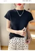 Magliette da donna Fashion Solid Halt High Collar T-shirt per ufficio a maniche corte Summer Women Women Elegant Straight Tops Casual Simplicity Casual