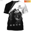 T-shirts voor heren modieuze nieuwe camerafotografie patroon heren bedrukte t-shirt straat harajuku o-neck aangepaste korte mouwxw