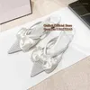 Casual Shoes Purple Satin Butterfly Pointed Toe Women Mules Bow Tie Knot Low Heels Mesh Sandals Elegant Evening Club