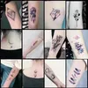 Piccolo adesivo per tatuaggi temporanei impermeabili a foglie di piuma colorata fiore di fiore pianeta Moon Women Cody Art Neck False Tatuaos Men 240423