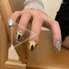 Pierścienie klastra QMCOCO 2024 Moda kreatywny elegancki paznokcie pierścionek delikatność akcesoria Kobiety regulowany srebrny palec palec
