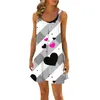 Casual Dresses Women's Summer Loose Fiting Sleeveless kjol Simple Print Slip Dress Vintage Classic Party Temperament Long