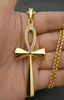 Hip -Hop -Ägypten vereisere Bling Ankh Anhänger Halskette für Frauen und Männer Schlüssel des Lebens Edelstahl ägyptischer Schmuck 3804086