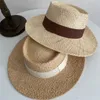 Cappelli da spiaggia con cappello a nastro con cappello fedora di paglia larga donna intrecciata estate holidaty panama 240423