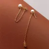 Stud -oorbellen Lavifam 925 Sterling Silver Synthetische Pearl Back Hanging for Women Simple Luxury Ear Sieraden