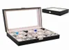 24 Slot Leather Watch Box Jewelry Large Storage Space Organizer wGlass Top AOmV3993275