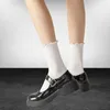 Skarpetki dla kobiet 5/10 Pafle pliskie bawełniane czarno białe nowość śmieszna kostka urocza solidna, oddychająca mody crew sock