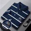 MLSHP Summer Striped Mens koszulki polo luksusowe hafty z krótkim rękawem Busines