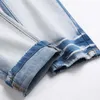 Męskie dżinsy męskie punkowe patchwork męskie swobodne smukłe spodnie Blue Ground White Streetwear Denim Pantelones Hombre