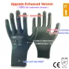 Handskar 24 -stycken/12 par Säkerhetsarbetshandskar Black Pu Nylon Cotton Glove Industrial Protective Work handskar NMSAFETY Märke leverantör