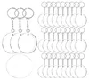 Les blancs de clés en acrylique 60 pcs 2 pouces de diamètre rond acrylique Clear Cercles avec anneaux de chaîne de clés divisés en métal1252779