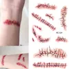 Tattoo Transfer Halloween Tattoo Sticker Horror Bloody Wound Zombie Scar Waterproof Temporary Tattoos DIY Event Party Body Art Makeup Kids Adult 240427