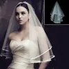 Jóias de cabelo de casamento Tulle curto Véu de noiva barato com Acessórios de casamento de venda de pente Mariage 2 camadas de marfim branco