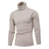 Autumn and Winter High Neck Sweater Korean Edition Slim Fit Solid Color Knitted Sweater with Thickened Collar and Pullover Bottom for Men's Linen Fashion