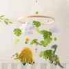 Hopiles# Cartoon Felt Dinosaur Baby Rattle Toys Wooden Mobile Musical Bed Bell Toy Toy 0-12 Montr