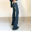 Damesjeans vintage laars gesneden flare broek denim klinkmetaal decoratie bedroefd strak blauw lage stijging mager voor vrouwen y2k high street