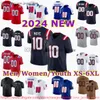 Custom S-6XL DIY 10 Drake Maye Football Jersey 85 Hunter Henry 9 Matthew Judon 15 Ezekiel Elliott Rhamondre Stevenson Ja'Whaun Bentley Christian Gonzalez Bailey Zappe