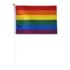 Mini 5x8 Zoll Handheld Regenbogen Gay Pride Stick Flag LGBT Wellenhändige Flaggen Party Dekorationen P311