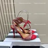 Aquazzura Rear Gatsby Sling Stileetto Sandals Rhinestone Decorative Silt Leather Outsole Pumps Womens Invinding Shoe Luxury Designer High Heels Sandal With Box