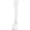 Bottes 20 cm Round Head Over Knee Color Change Pu Material Zipper Opening Fashion Sexy Runway Pole Dance